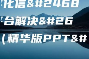 集团数字化信息管理平台解决方案（精华版PPT）