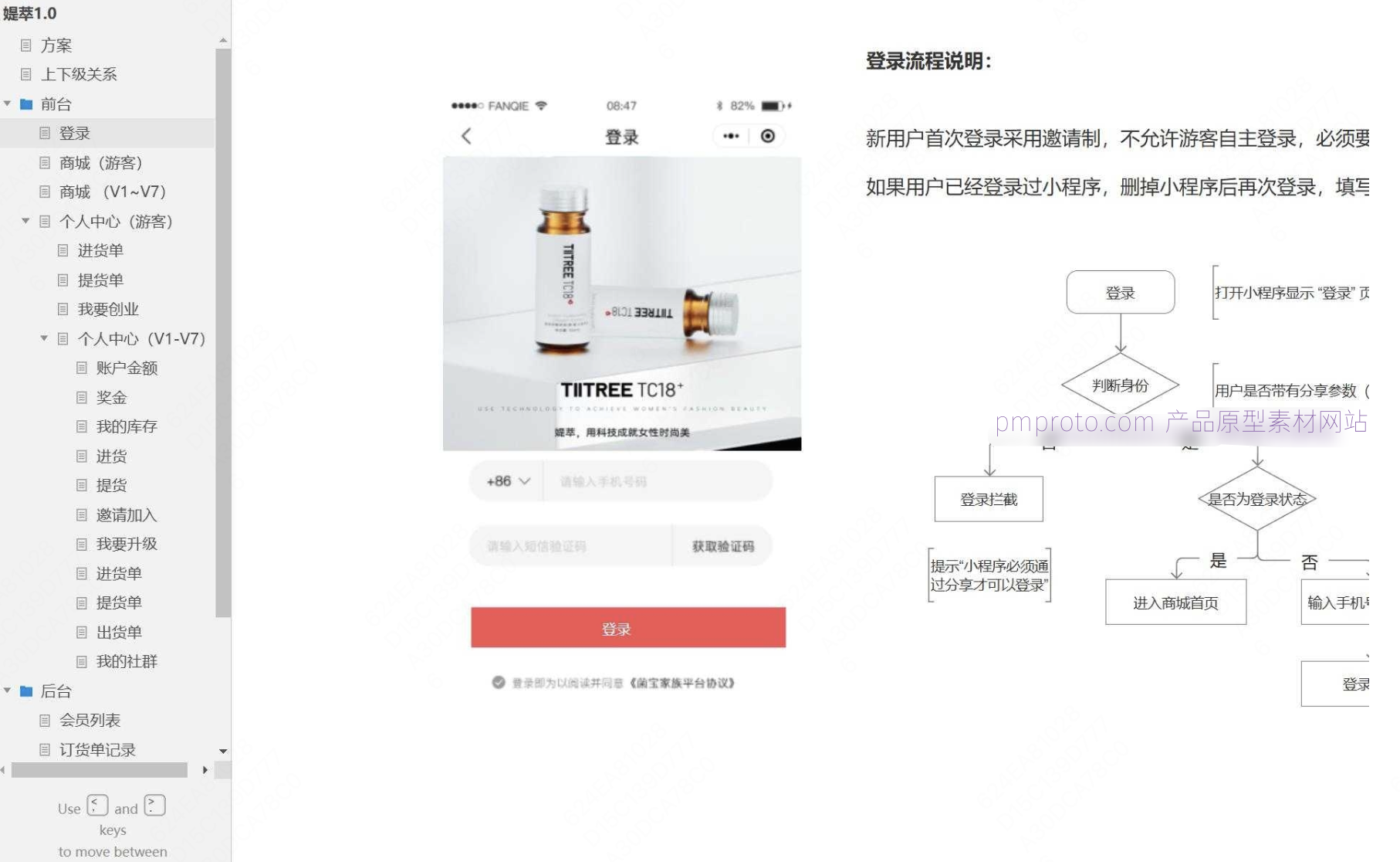 电商行业会员管理与库存控制Axure原型模板
